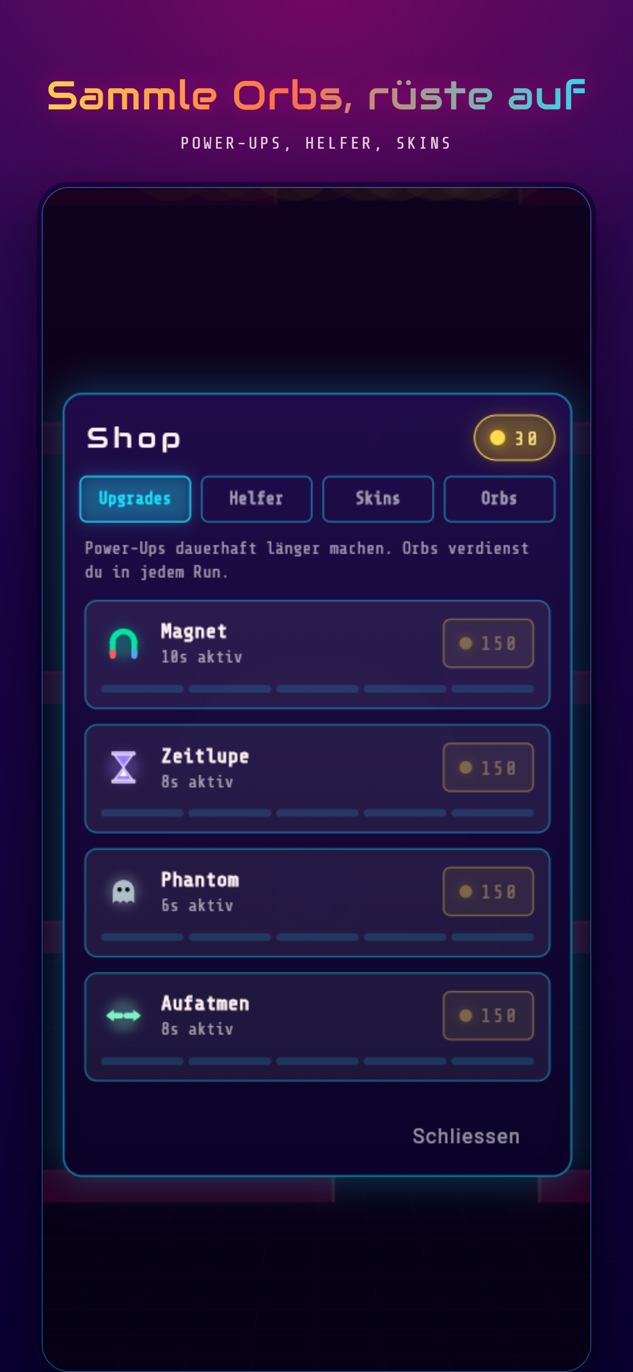 Clutch Shop mit Power-Up-Upgrades